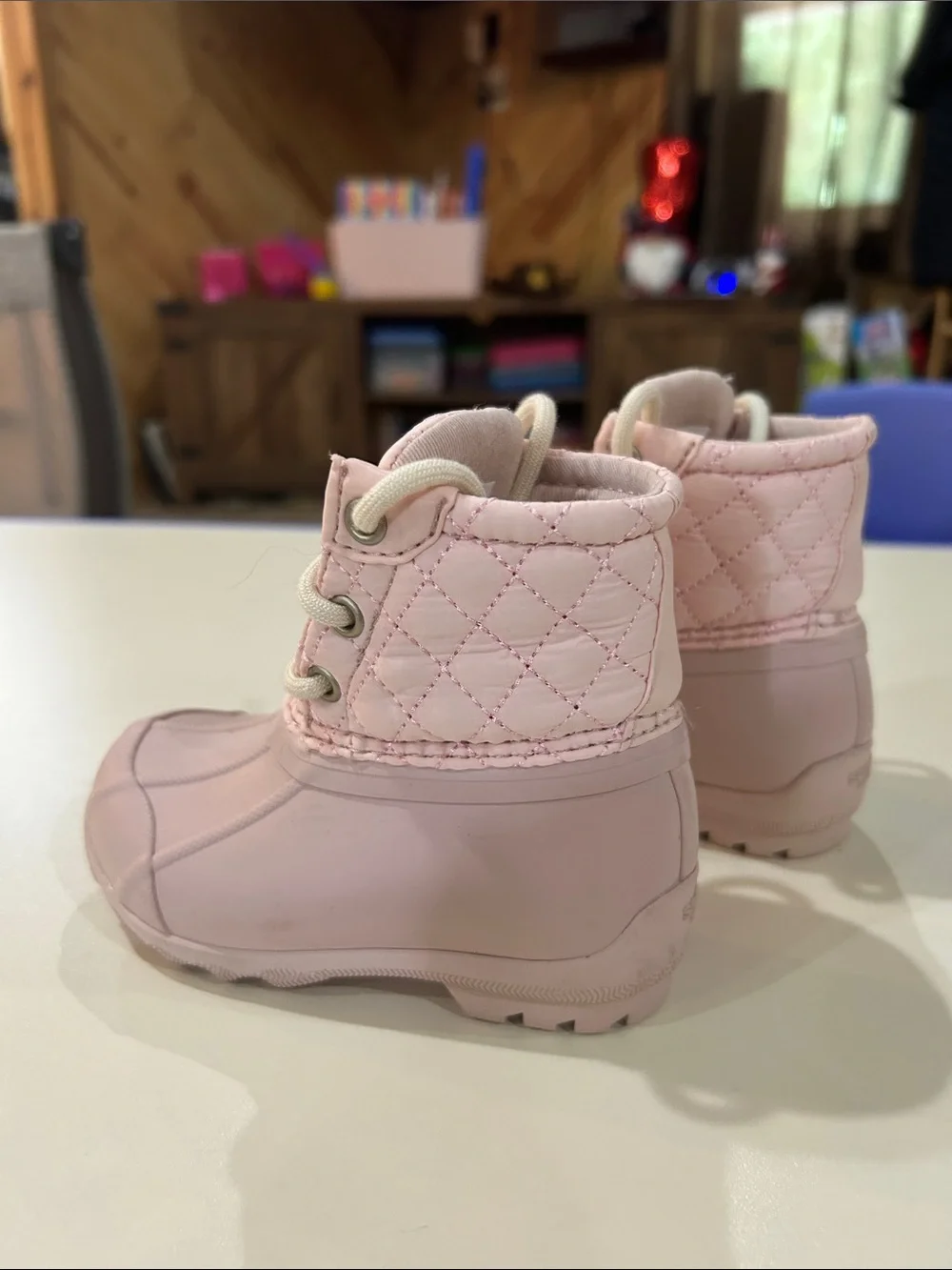Sperry Kids Light Pink Quilted Duck Rain Boots